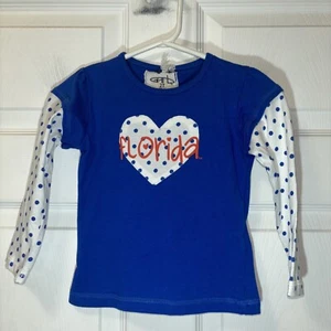 Top maglietta Garb Team University of Florida Gators LS taglia 2T ragazza blu arancione nuova con etichette - Foto 1 di 5