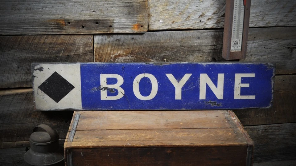 Letrero de esquí de nieve de diamante negro personalizado - rústico hecho a mano de madera vintage Foto 1 de 1