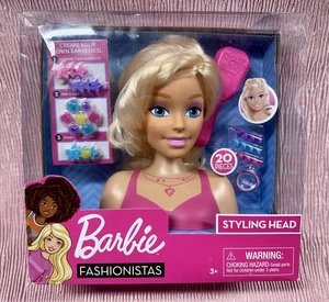 Barbie Fashionistas Haarstyling Kopf 8 Zoll groß Bürste 4 Gummibänder (beschädigte Box) - Bild 1 von 7