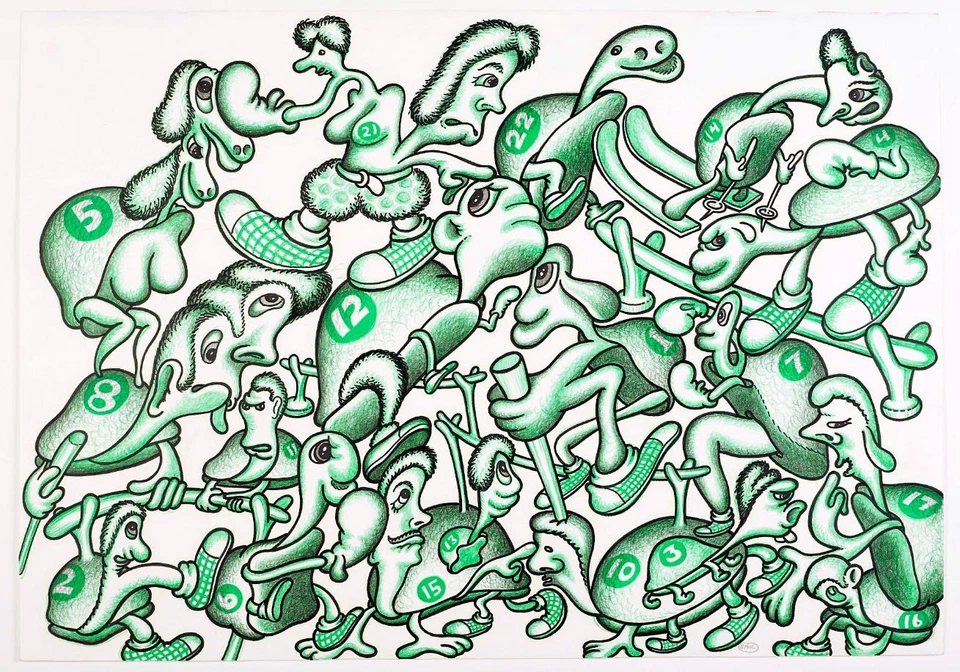 Estampa litográfica Peter Saul 1992 Jogos Olímpicos 25”x35” suíte centenário olímpico - Imagem 1 de 1