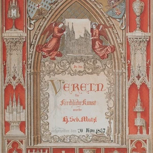 Urkunde zur Aufnahme in den Verein für kirchliche Kunst Diözese Regensburg 1857 - Picture 1 of 4