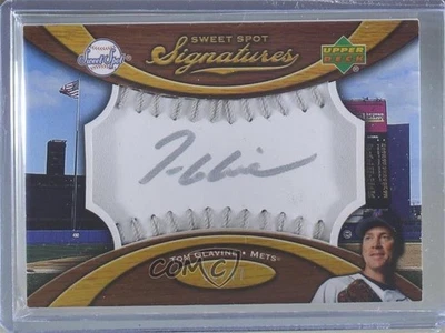 2007 Sweet Spot Signatures Ball Silver Stitching Ink /47 Tom Glavine Auto HOF - Image 1 of 2