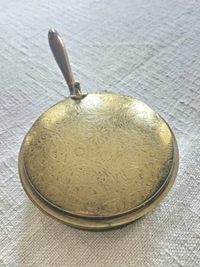 Brass Bed Warmer Victorian c1900 Antique Floral Engraved Lid S Maker Mark - Picture 1 of 9