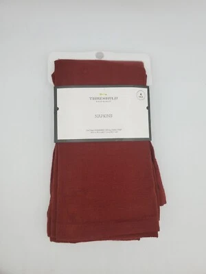 Threshold Set of 4 Cloth Napkins Textured Red Rust  18”x 18” Cotton Linen  - Image 1 of 3