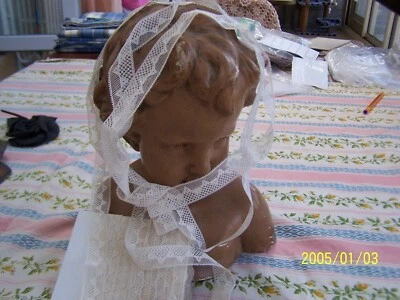 Ancienne dentelle sur tulle. Entre deux. 5,10mètres de couleur écrue Réf : n°197 - Photo 1/4