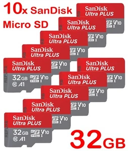 LOT 10x SanDisk Ultra Plus 32GB MicroSD Card - Picture 1 of 12