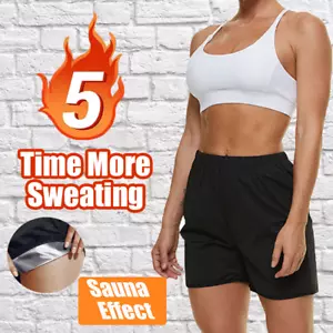 Men's Thermal Sauna Sweat Pants Waist Trainer Tummy Control Pants Sports Shorts - Picture 1 of 13