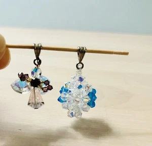 2 Swarovski Crystal Beads Handmade Pendants 3D Star and Angle - Picture 1 of 6