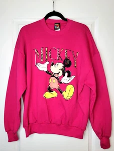 VTG Mickey Mouse Sweatshirt Pink Unisex XL Mickey Unlimited USA Made 90s Disney - Picture 1 of 7
