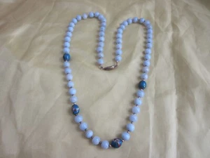 Vintage Chinese Cloisonné & Natural Blue Beads Necklace 24” - Picture 1 of 4