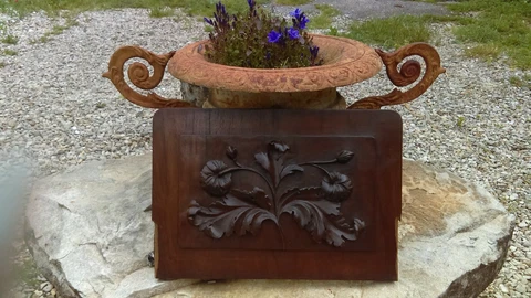 Antique French,  Drawer Front,walnut Carved Panel, flowers 19 th Cover