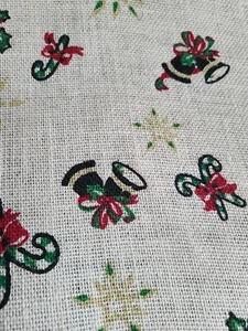 Holiday Printed Burlap Fabric BTY 36 X 60" WIDE GREEN RED WHITE - Picture 1 of 3