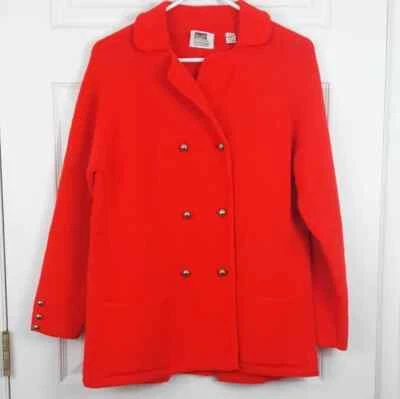 Chaqueta Suéter Vintage Años 60 70 Montgomery Ward Mujer Roja Doble Pecho Mod Foto 1 de 4