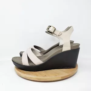 Crocs Leigh II Sandals Womens 9 Beige Wedge Strappy Ankle Strap Shoes - Picture 1 of 14