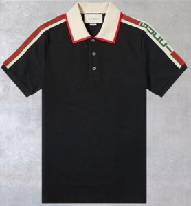 New Gucci GG Taped Logo Webbing Trimmed Cotton Piqué Polo Shirt Size M - Picture 1 of 16