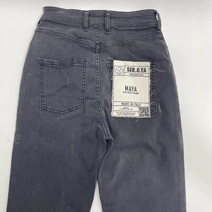 Ser.O.Ya Maya High Rise Ash Skinny Jeans Black Size 26 Raw Hem Stretchy - Picture 1 of 17