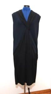 Diane Von Furstenberg Dress Size 12 DvF Baker Black Navy Blue Twist V Neck - Picture 1 of 13