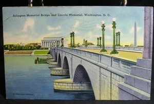 Washington, D.C. - Arlington Memorial Bridge and Lincoln Memorial - posted 1943 - Picture 1 of 2