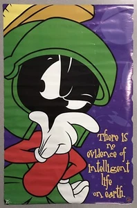 VINTAGE Warner Bros Marvin The Martian “Intelligent Life” Poster 1998 22x34 READ - Picture 1 of 10