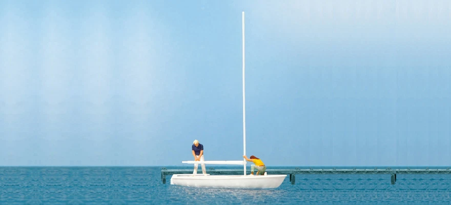 Preiser 10680 Sailors; sailing boat HO 1:87 and 2 figures - Imagen 1 de 1