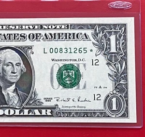 1995 STAR NOTE $1 DOLLAR BILL ( San Francisco L ) UNCIRCULATED - Picture 1 of 3