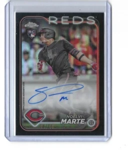 2024 Topps Cromo NOELVI MARTE REFRACTOR NEGRO Novato Automático 08/10 SSP RA-NM Rojos - Imagen 1 de 1