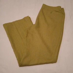 Giorgio Fiorlini Women's Dress Pants Size 8 Olive Green Linen Blend Tapered, LNC - Picture 1 of 12