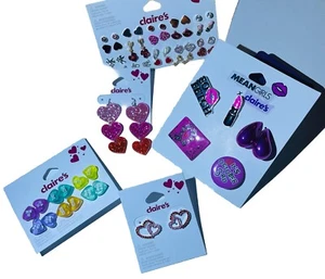 NWT Claires Mean Girls Large Lot Hot Pink With Multicolored Earrings Pins, Etc - Picture 1 of 5