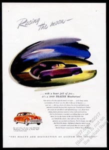 1949 Frazer Manhattan car nice color art Racing The Moon vintage print ad - Picture 1 of 1