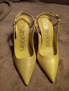 Calvin Klein Size 5 Yellow Pointed Toe Heels - Picture 1 of 7