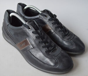 Men's Ecco Black Leather Casual Trainers Shoes Size 42 UK 8.5