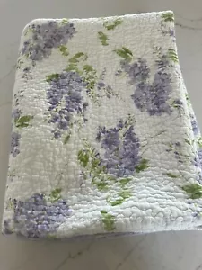 Laura Ashley Keighley Lilac White Floral Cotton Reversible Twin Quilt - Picture 1 of 8