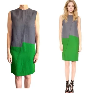 Cedric Charlier Size 8 (6 US) Green & Grey Sleeveless High Neck Dress Designer - Bild 1 von 24