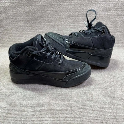 Tênis de basquete esportivo Nike Air Jordan 3 retrô preto gato infantil 1Y DM0966-001 - Imagem 1 de 4