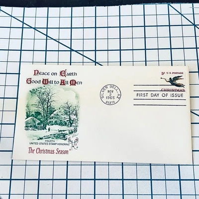 Sobre de sello de campana de plata de la temporada de Navidad 1965 de colección FDC Foto 1 de 3