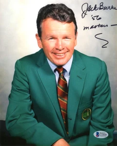 JACK BURKE SIGNED AUTOGRAPHED 8x10 PHOTO + 56 MASTERS RARE BECKETT BAS - Picture 1 of 2