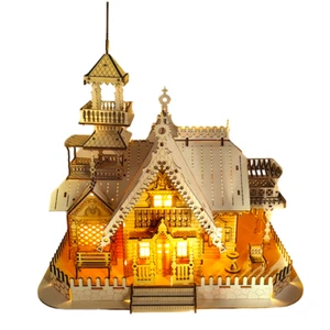 3D Wooden Puzzles Vintage Villa Building Model Kit DIY Assembly Illuminated Toy - Picture 1 of 8