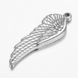 1pz ciondolo ali d'angelo  in acciaio inox  38x13mm colore argento scuro - Foto 1 di 2