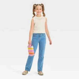 Mädchen Mid-Rise Denim Straight Jeans - Cat & Jack™ Größe 6 Slim - Bild 1 von 3