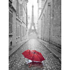 Eiffel Tower In Paris Red Umbrella Large Wall Art Print Canvas Premium Poster
