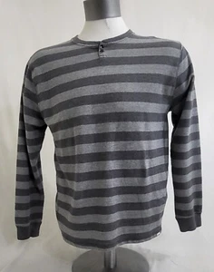 Vans Off the Wall Mens 2 Button Gray Striped Crewneck Pullover Sweatshirt XLarge - Picture 1 of 7