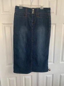 Denim Maxi Skirt Sz XL Zipper & Button Close Pockets Zoey &Beth Western Cowgirl - Picture 1 of 13
