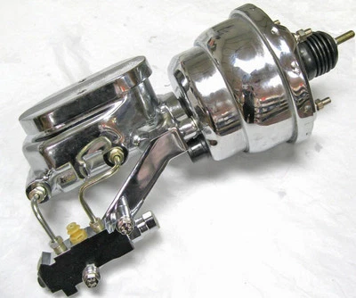 7" Dual Power Booster w/ Master Cylinder & Disc Drum Proportioning Valve CHROME - Image 1 of 4