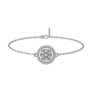 10K White Gold Natural Diamond Fashion Bangle Bracelet 7" Gift for Mother's Day - Picture 1 of 5