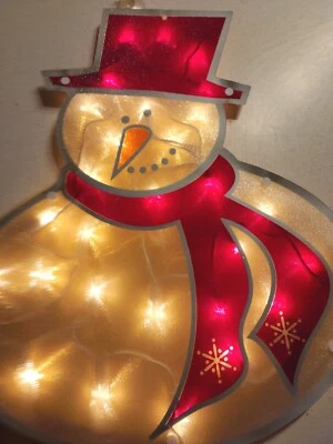 MUÑECO DE NIEVE Ventana Iluminada Navidad 17" Decoración Interior Exterior Eléctrico Foto 1 de 4