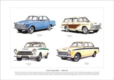 FORD CORTINA MK1 1962-66 - Fine Art Print - A3 Size - Super Estate GT and Lotus