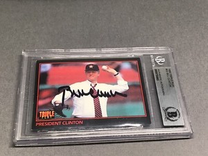 Bill Clinton Signed 1993 Triple Play Card #32 President Auto Beckett BAS COA 