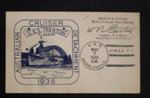 1938 USA Marinebrief USS Trenton Cachet USS Marblehead Manila PI Porto fällig - Bild 1 von 2