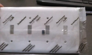 WHITE; 4 GANG LIGHT SWITCH COVER; UNBREAKABLE; LOT OF 10 - Picture 1 of 4