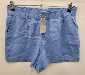 H&M Blue Natural Linen Shorts UK L NEW - Picture 1 of 4